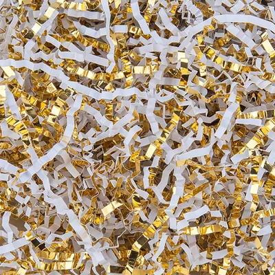 Caonysh 8.5oz Crinkle Paper Filler for Gift Baskets Gift Boxes(White&Gold)